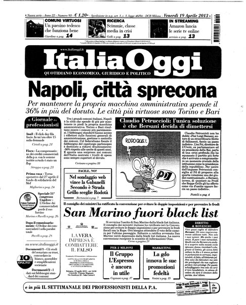 Italia oggi : quotidiano di economia finanza e politica